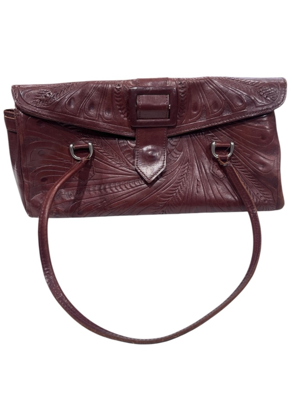 Leaders In Leather Western Floral Design Vintage Purse Handbag